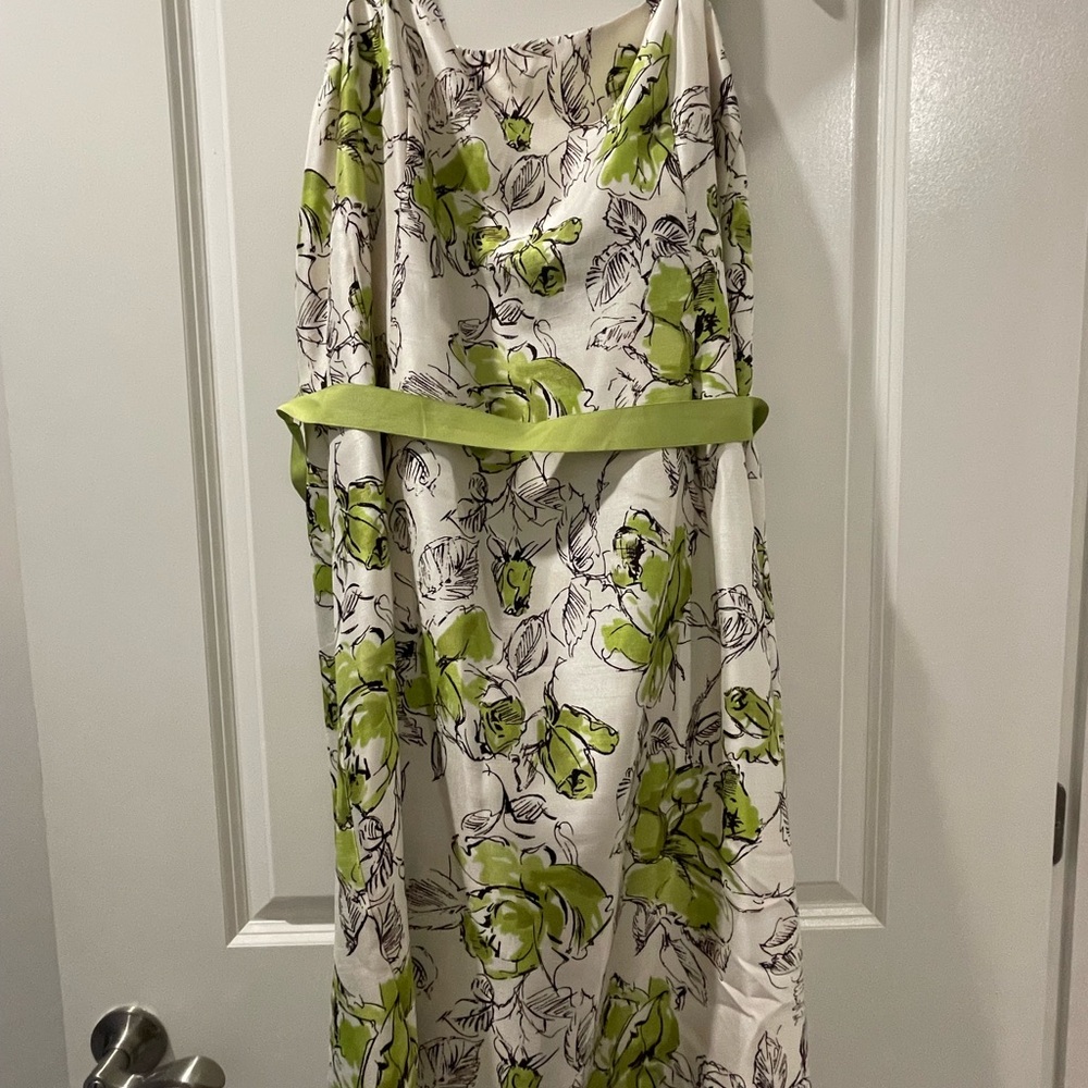 Dress Barn Green and White Asymmetrical Sundress